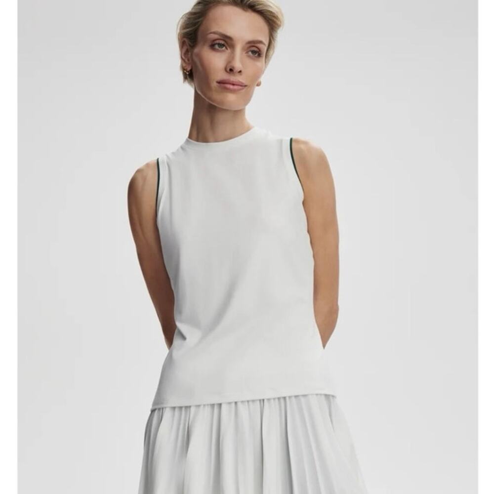 NWOT Women’s Varley Arton Performance Tank in White/ Forest SZ L